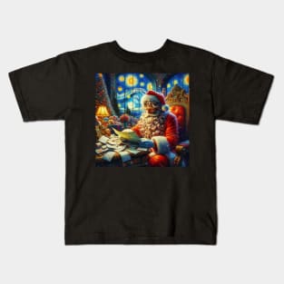 Stellar Santa - Starry Night Sky Holiday Art Prints Kids T-Shirt